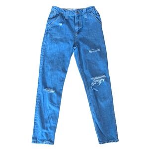 Hollister Ultra High-Rise Distressed Mom Jean, 100% Cotton, Relaxed, Size 1L